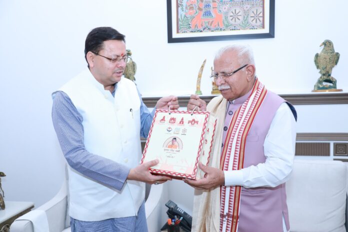 पुष्कर सिंह धामी ने केन्द्रीय ऊर्जा व आवास एवं शहरी कार्य मंत्री मनोहर लाल खट्टर से मुलाकात