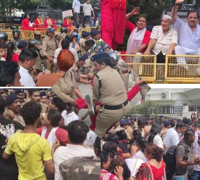 कांग्रेस महिला मोर्चा का भाजपा कार्यालय का घेराव, महिला अपराधों पर उठे सवाल