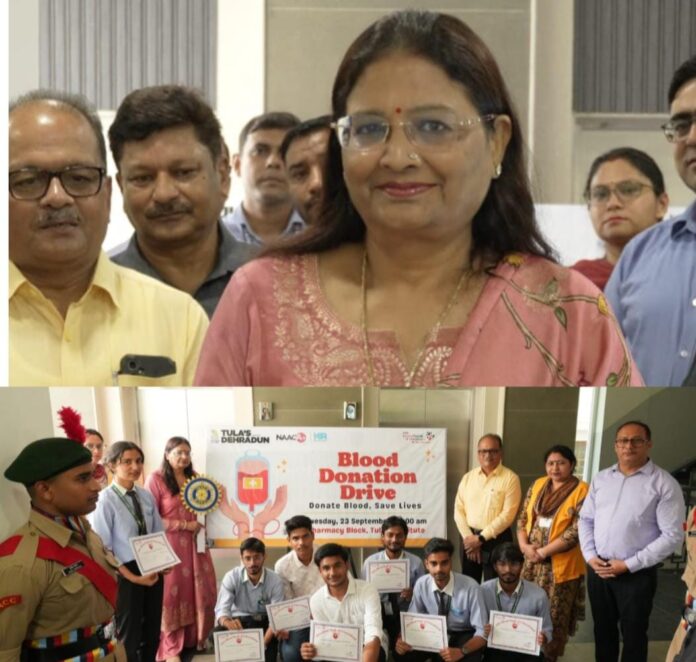 तुलाज़ इंस्टीट्यूट ने आईएमए ब्लड बैंक, देहरादून के सहयोग से किया भव्य रक्तदान शिविर का आयोजन