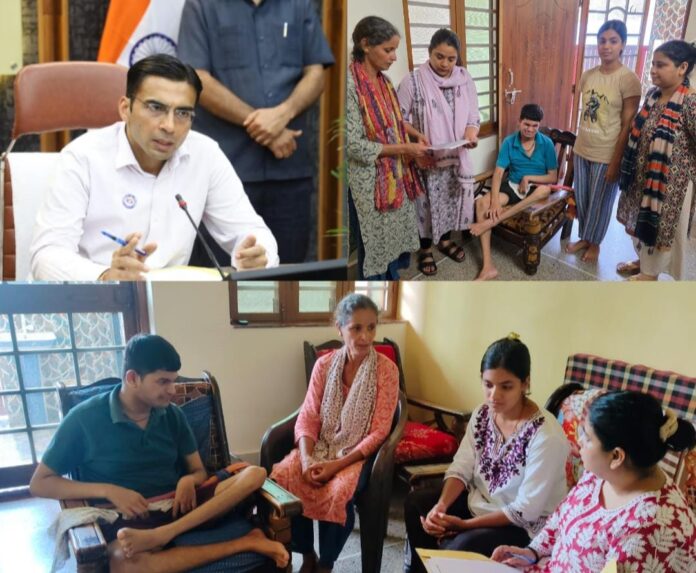 दिव्यांग बालक की व्यथित विधवा माता शोभा; 2 बच्चों की परवरिश; 17 लाख के बीमित ऋण;वसूली हेतु प्रताड़ना; पति की आकस्मिक मृत्यु